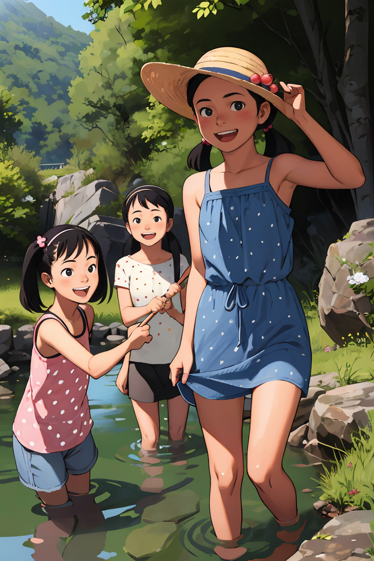 390602-3443193187-masterpiece,best quality,_lora_comiclo_0.8_,multiple girls,3girls,fruit,food,watermelon,water,sandals,hat,black hair,hair bobble.png